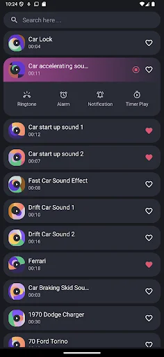 ดาวน์โหลด Car Sounds ล่าสุด – รวมเสียงรถยนต์และเสียงเรียกเข้าฟรี - Screenshot 1