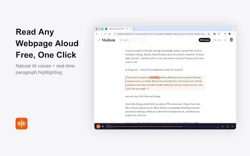 ดาวน์โหลด CastReader ฟรี – ส่วนขยายอ่านออกเสียง AI สำหรับ Kindle และ PDF - Screenshot 1