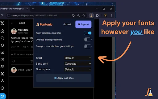 ดาวน์โหลด Fontonic – เปลี่ยนฟอนต์เว็บไซต์ง่ายๆ ด้วยฟอนต์ในเครื่องคุณ - Screenshot 5