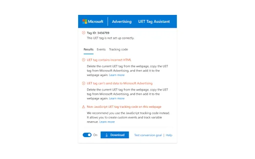ดาวน์โหลด UET Tag Helper ล่าสุด – เครื่องมือตรวจสอบ Microsoft Ads ฟรี - Screenshot 3