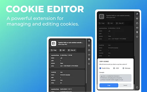 ดาวน์โหลด Cookie Editor ล่าสุด – จัดการคุกกี้บนเบราว์เซอร์ง่ายๆ - Screenshot 1
