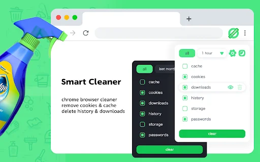 Cleaner – ล้างประวัติและแคช Chrome ให้เร็วขึ้น ฟรี! – ส่วนขยายยอดนิยม - Screenshot 1