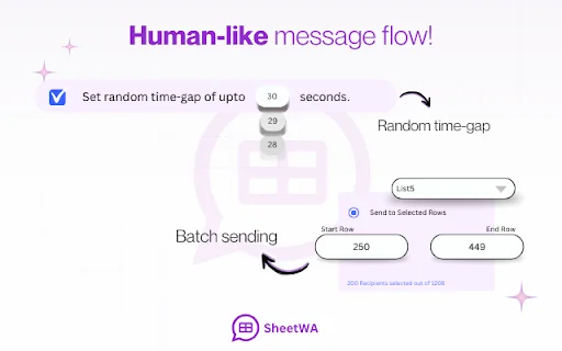 ดาวน์โหลด SheetWA ล่าสุด – ส่งข้อความ WhatsApp จำนวนมากจาก Google Sheets ฟรี - Screenshot 1