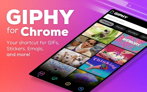 ดาวน์โหลด GIPHY for Chrome – ค้นหาและส่ง GIF ยอดฮิตได้ง่ายๆ ฟรี - Screenshot 1