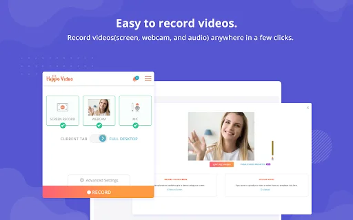 Hippo Video: เครื่องมือบันทึกหน้าจอและตัดต่อวิดีโอระดับมืออาชีพบน Chrome - Screenshot 1
