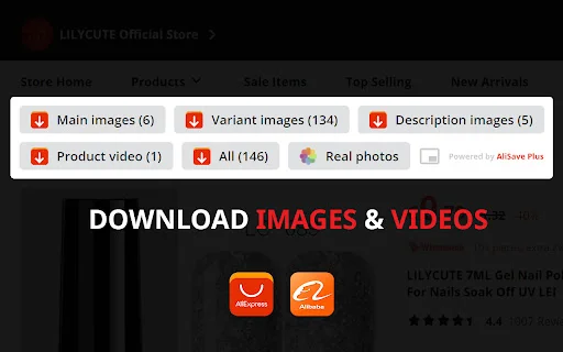 ดาวน์โหลด AliSave Plus ล่าสุด – ตัวช่วยบันทึกรูปภาพและวิดีโอ AliExpress ฟรี - Screenshot 1
