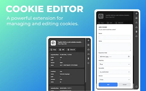 ดาวน์โหลด Cookie Editor ล่าสุด – จัดการคุกกี้บนเบราว์เซอร์ง่ายๆ - Screenshot 2