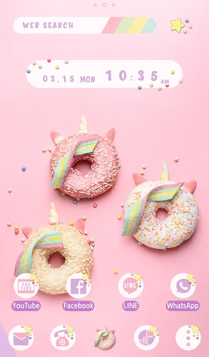 ดาวน์โหลดธีม Unicorn Donuts ล่าสุด – ตกแต่งหน้าจอให้สดใสสไตล์พาสเทลฟรี - Screenshot 5